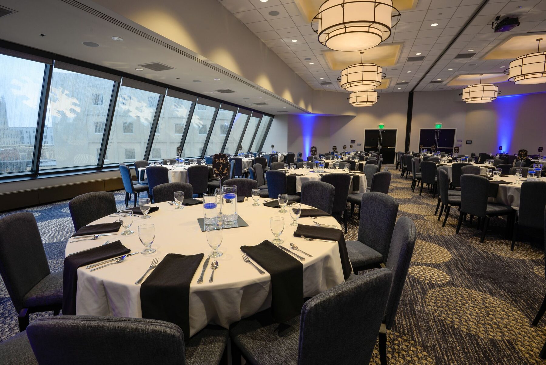 Banquet room prepared for an H WAY group